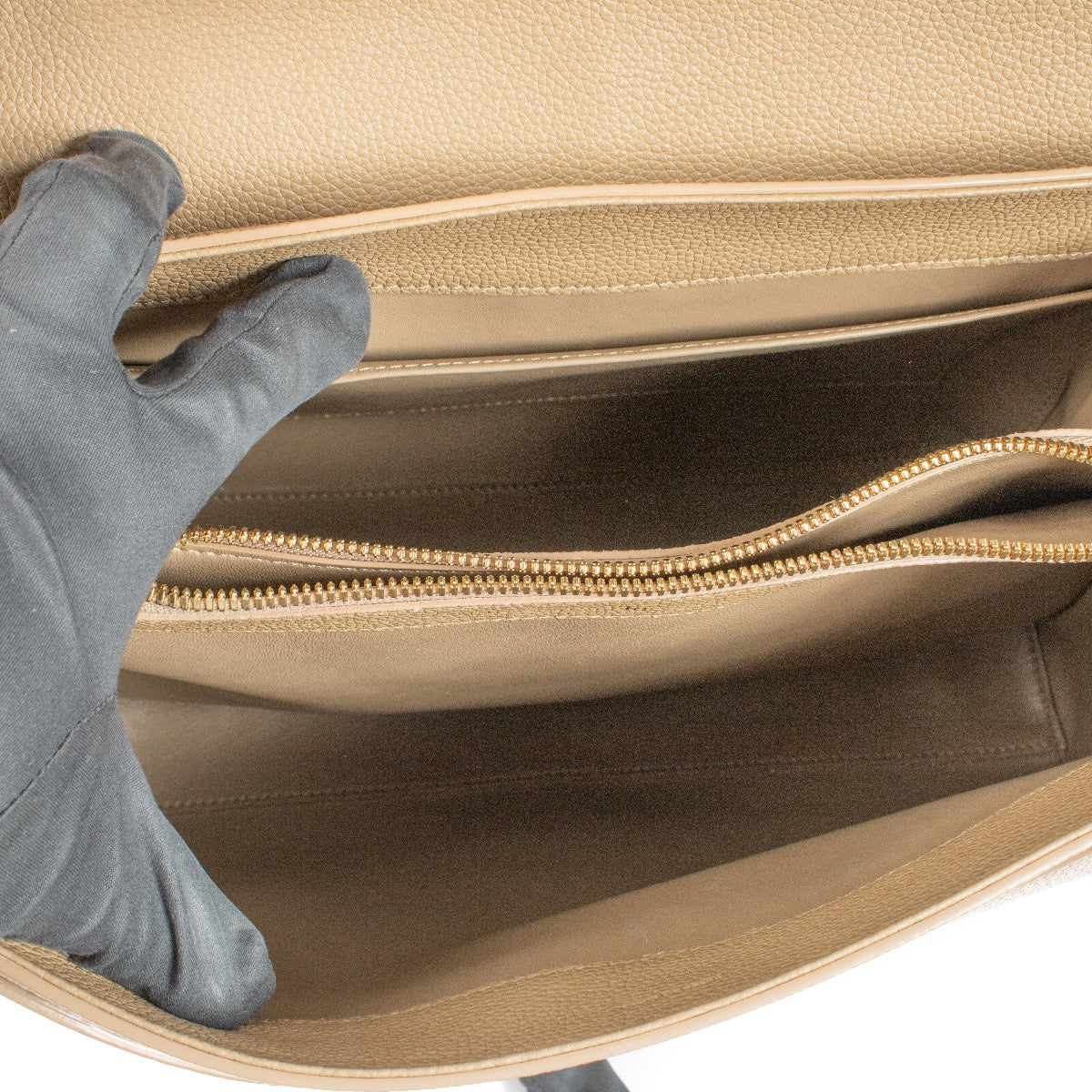 Buy authentic second hand Celine Beige Satinated Calfskin Medium 16 Top handle Bag at Labellov.com