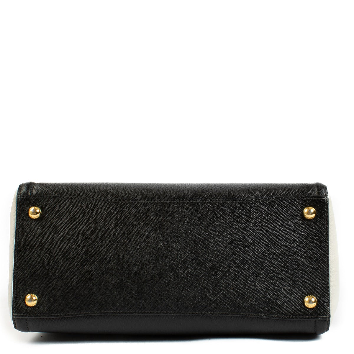 Prada Zwart & Wit Saffiano Lux Handtas