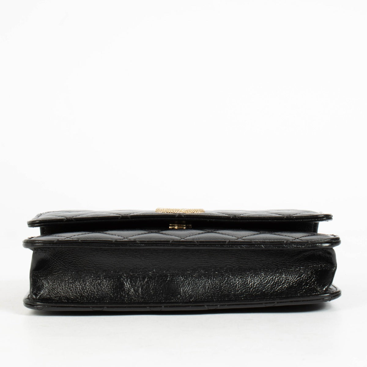 Authentic pre-loved Chanel Black Lambskin Pearl Top Handle Clutch With Chain on Labellov.com
