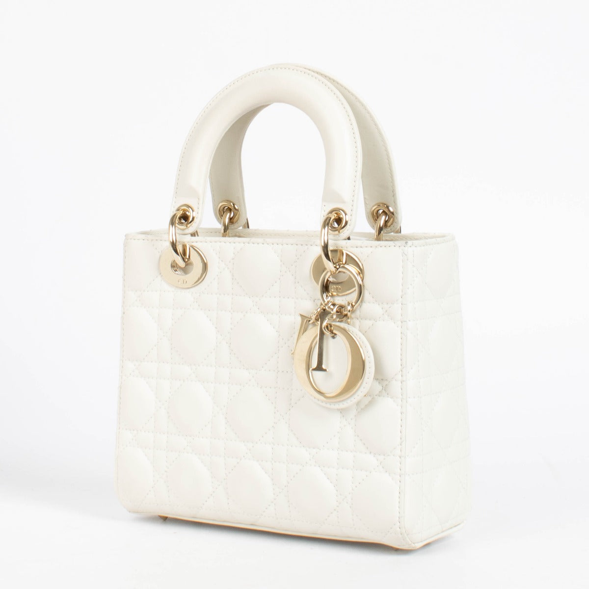 Authentic pre-loved Christian Dior White Small Lady Dior Bag on Labellov.com