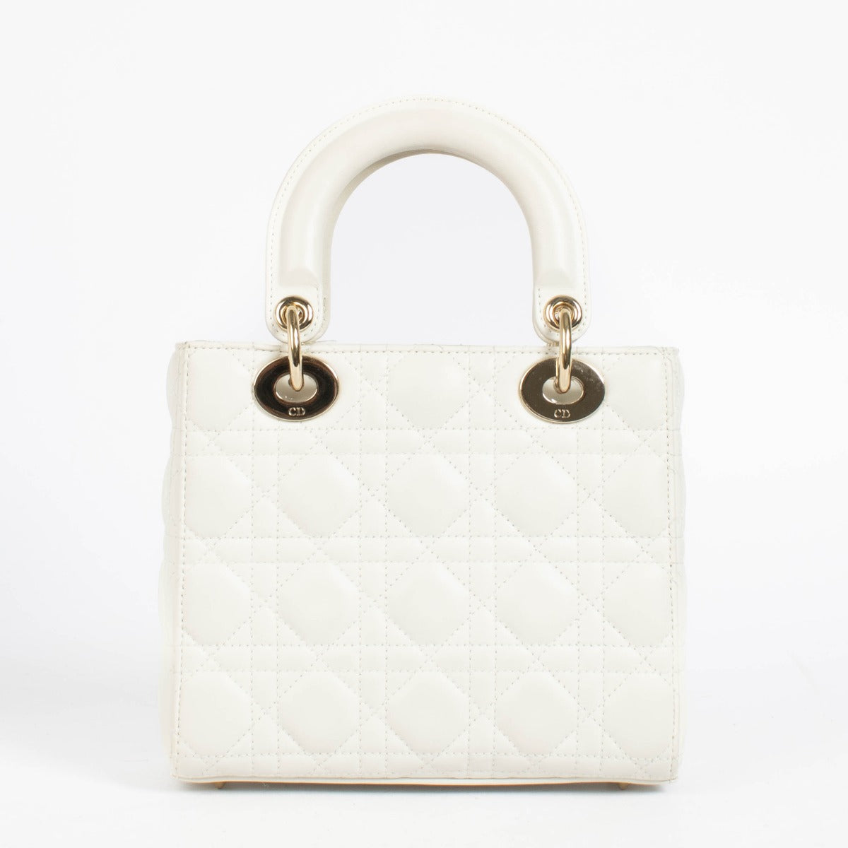 Authentic pre-loved Christian Dior White Small Lady Dior Bag on Labellov.com