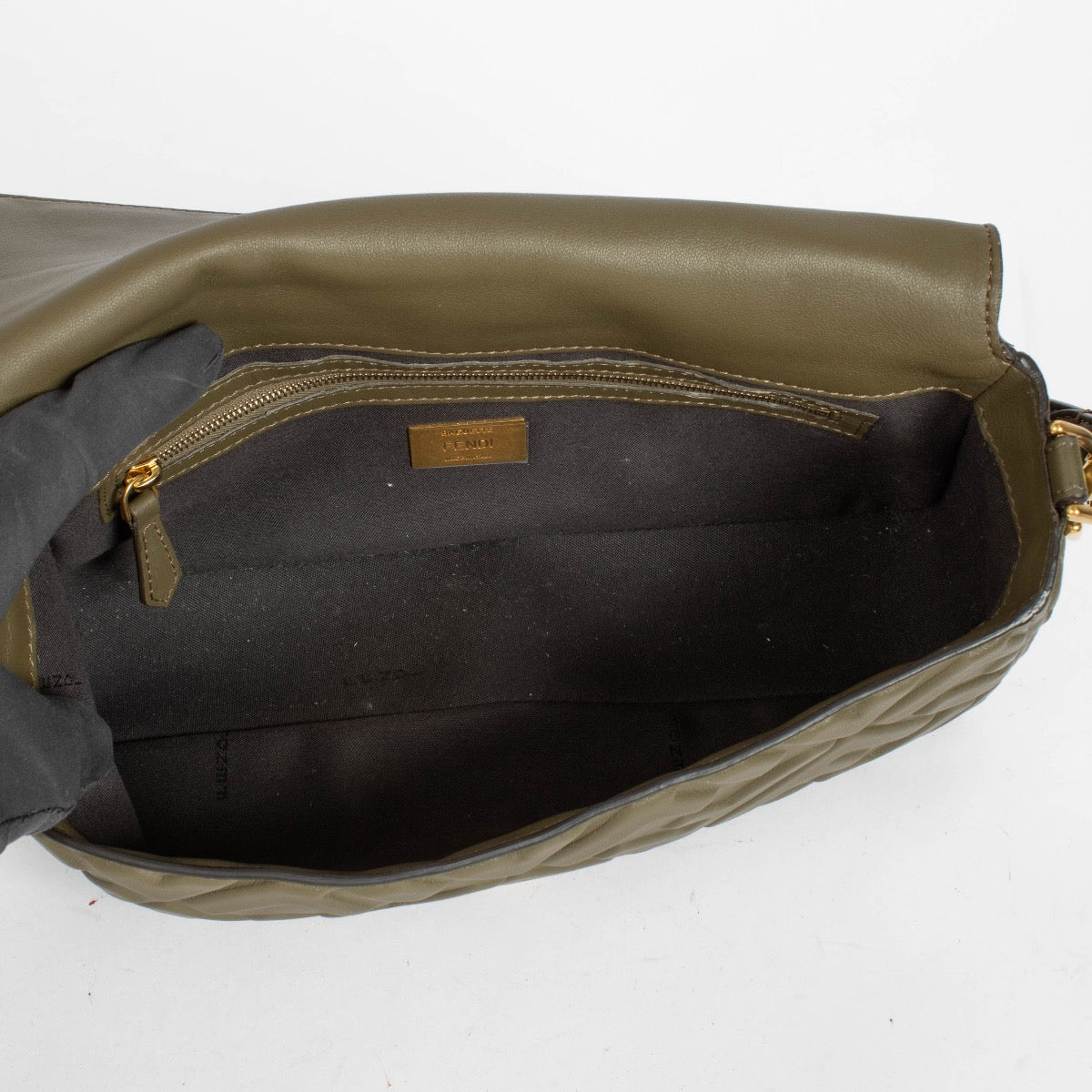 Authentic pre-loved Fendi Green FF Nappa Baguette Bag on Labellov.com
