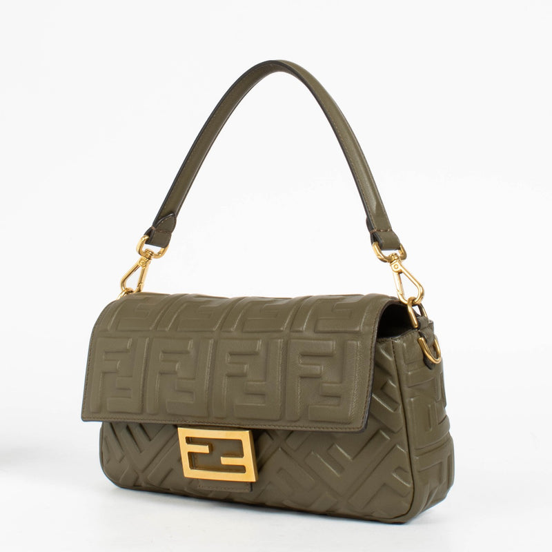 Authentic pre-loved Fendi Green FF Nappa Baguette Bag on Labellov.com