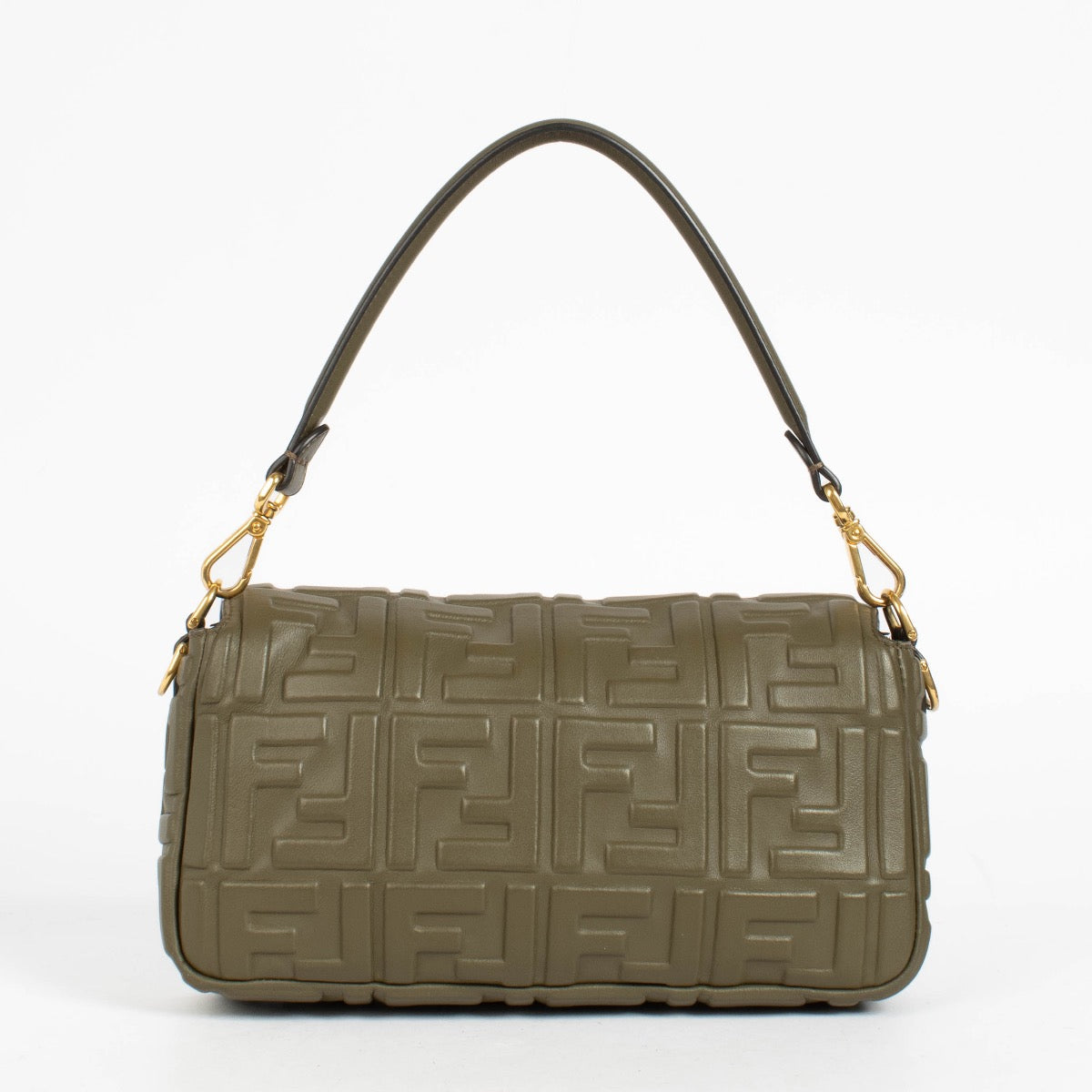 Authentic pre-loved Fendi Green FF Nappa Baguette Bag on Labellov.com