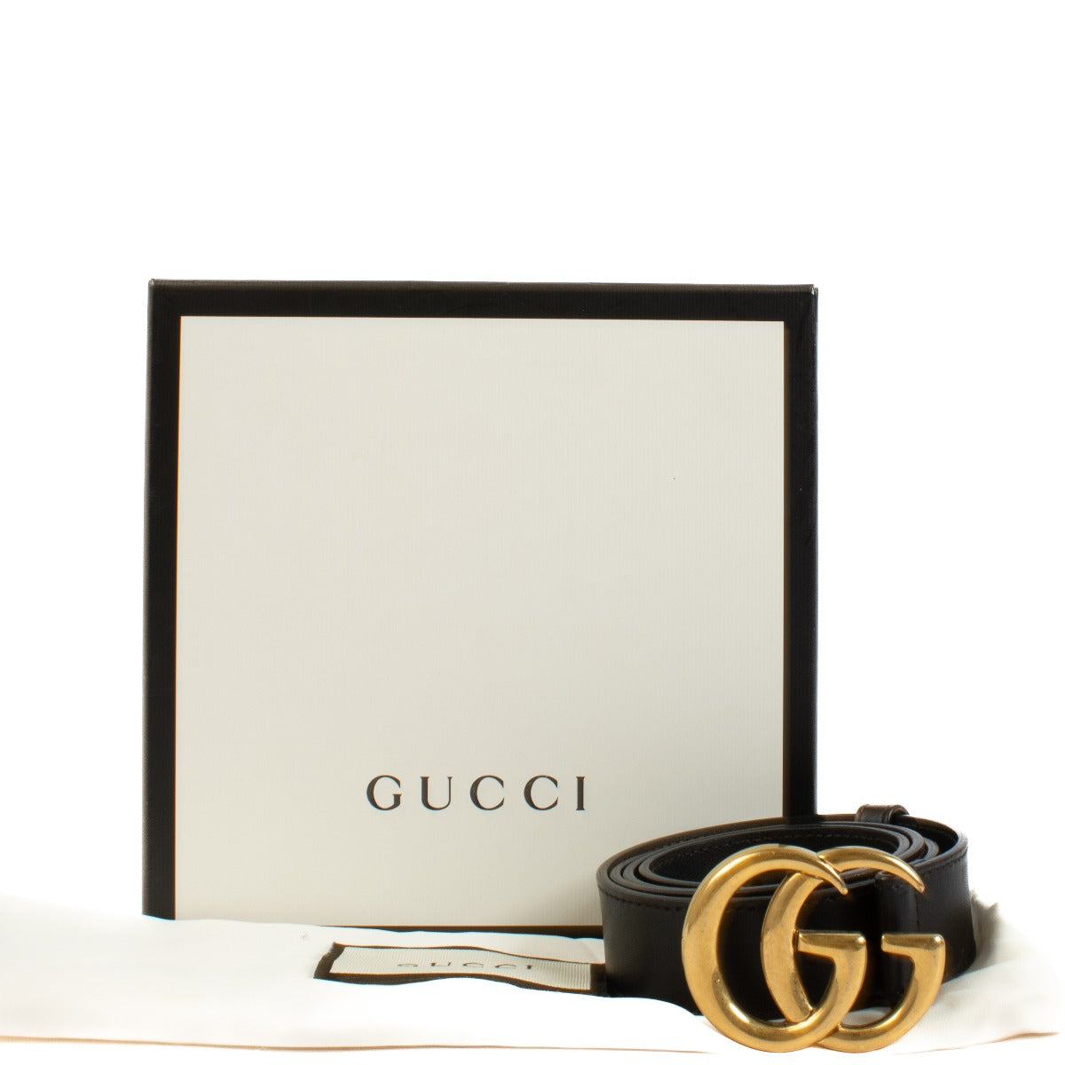 Authentic second hand Gucci Black GG Marmont Thin Belt on Labellov.com