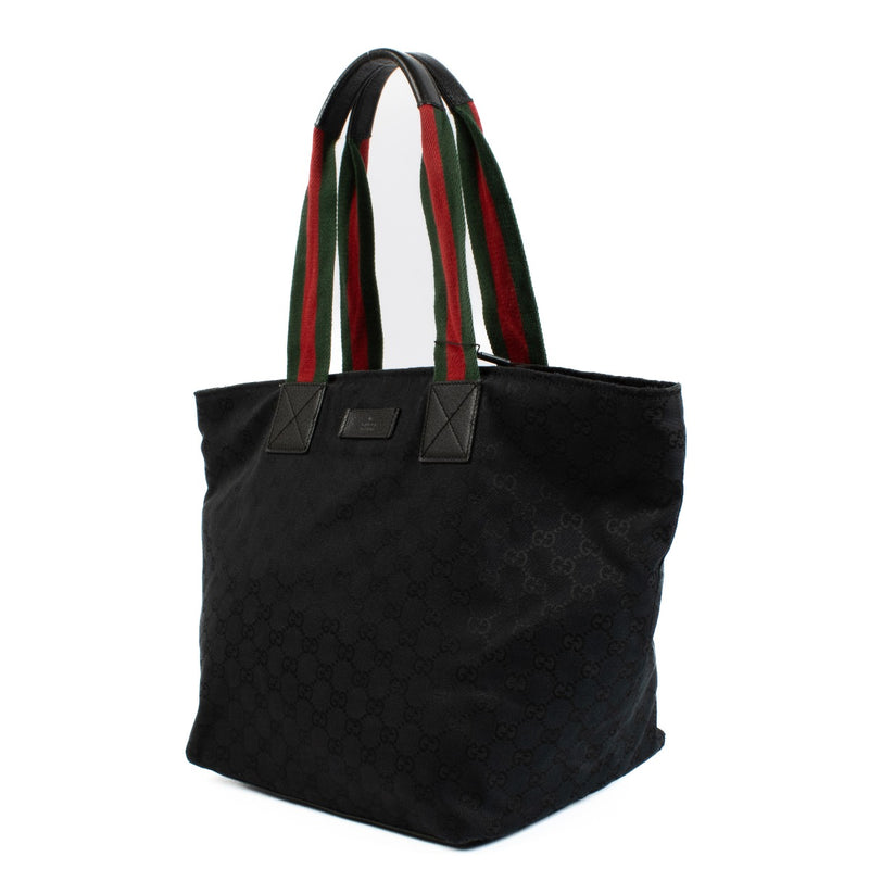 Sac cabas Gucci en toile GG noire ligne Sherry