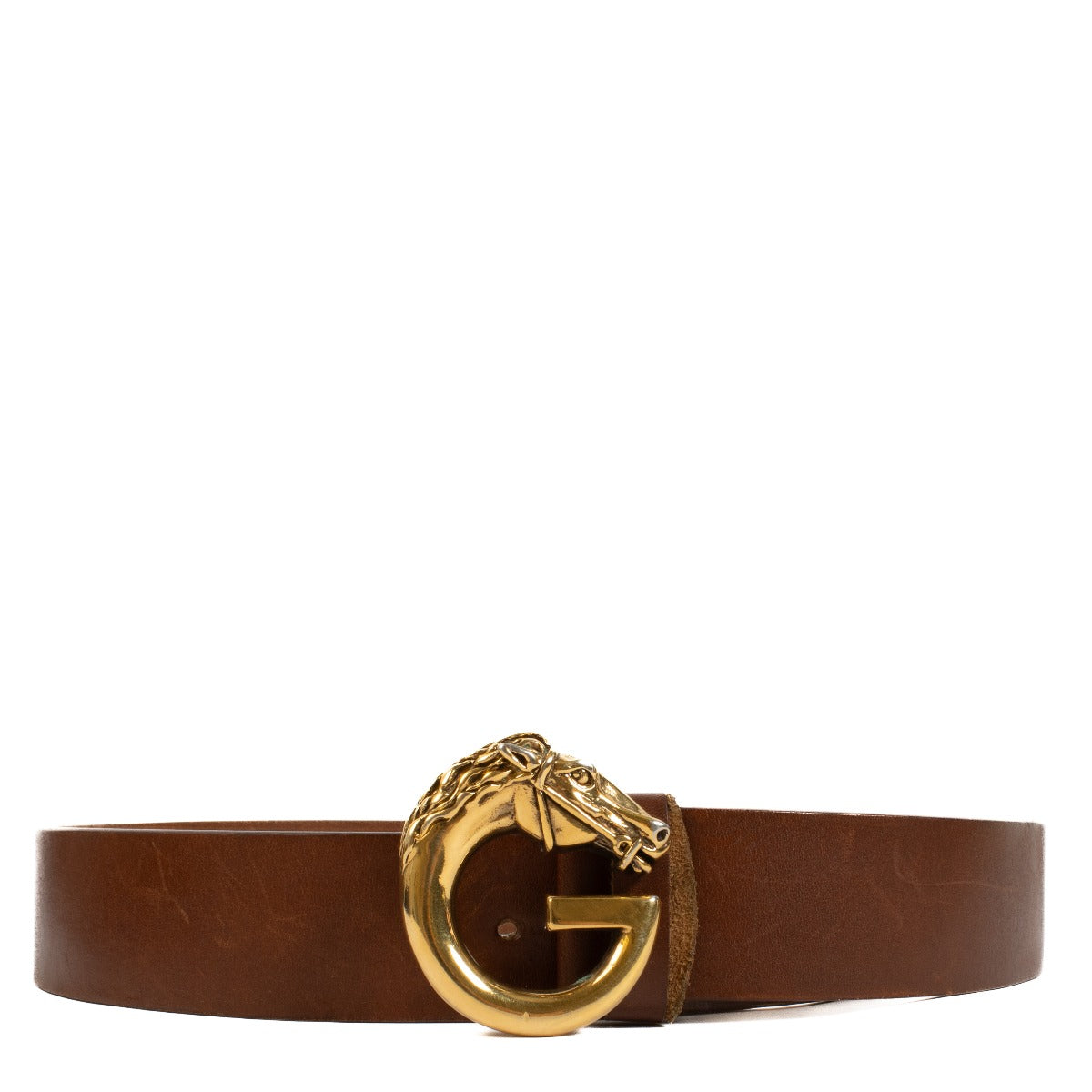 Authentic second hand Gucci Horse Head Buckle Smooth Leather Belt on Labellov.com