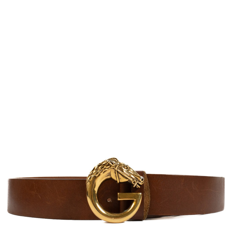 Authentic second hand Gucci Horse Head Buckle Smooth Leather Belt on Labellov.com