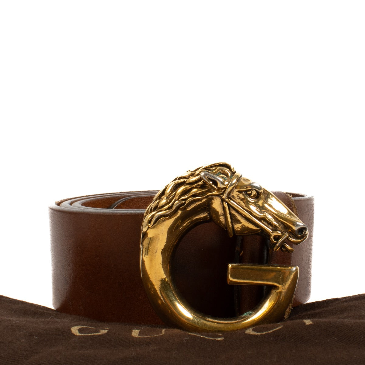Authentic second hand Gucci Horse Head Buckle Smooth Leather Belt on Labellov.com