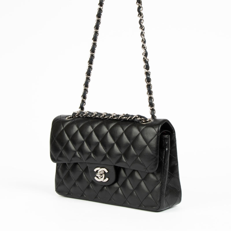 Shop this 100% authentic Chanel Black Lambskin Small Classic Handbag at Labellov.com