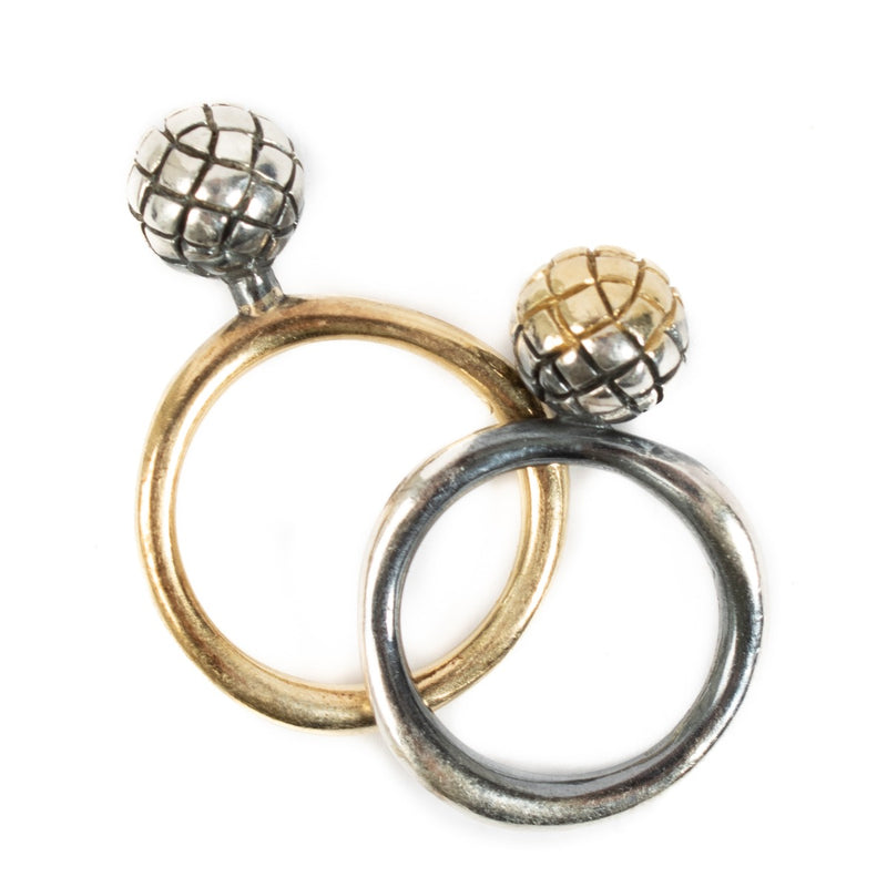 Bottega Veneta Gold/Silver Ring Set