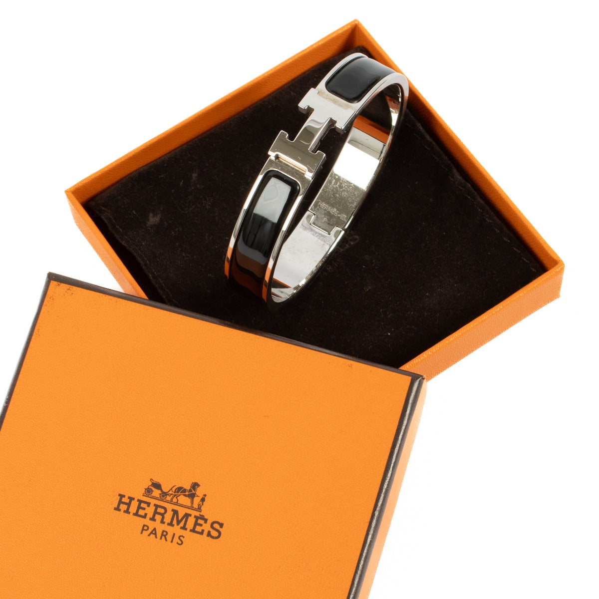 Hermès Zwarte Clic H Armband