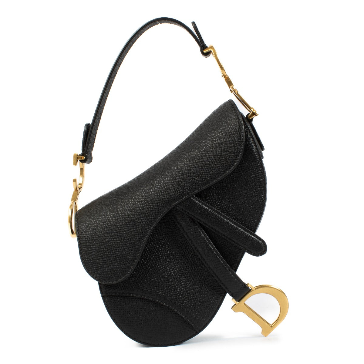 The Dior Black Leather Mini Saddle Bag is a timeless, compact luxury piece in very good condition. Crafted from black leather with gold-tone hardware, it features minimal signs of wear and a versatile strap for effortless styling. Shop now on Labellov.com