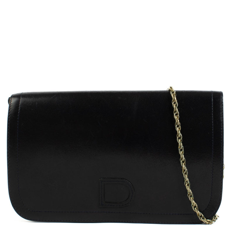 Delvaux 1960s Blue Leather Chain Clutch