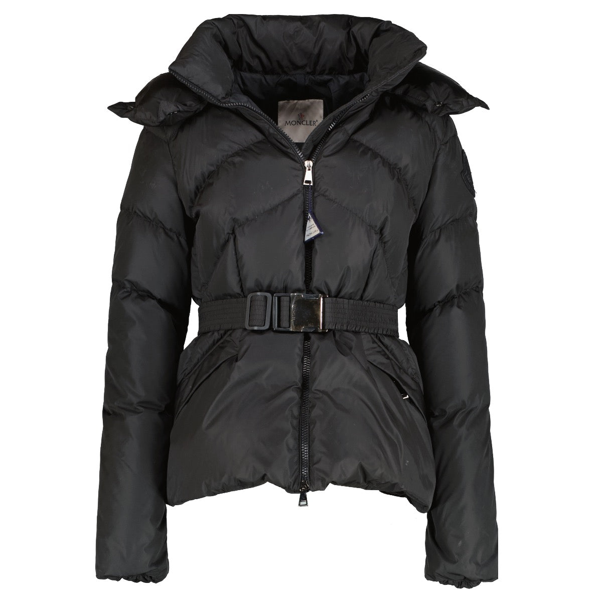 Buy authentic second hand Moncler Black Belted Puffer Jacket at Labellov.com