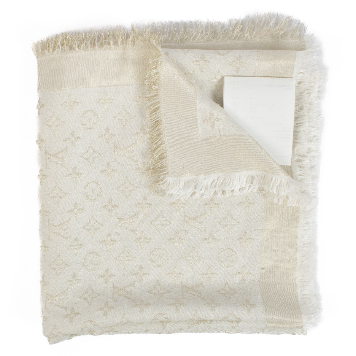 Authentic second hand Louis Vuitton White Monogram Shine Shawl on Labellov.com