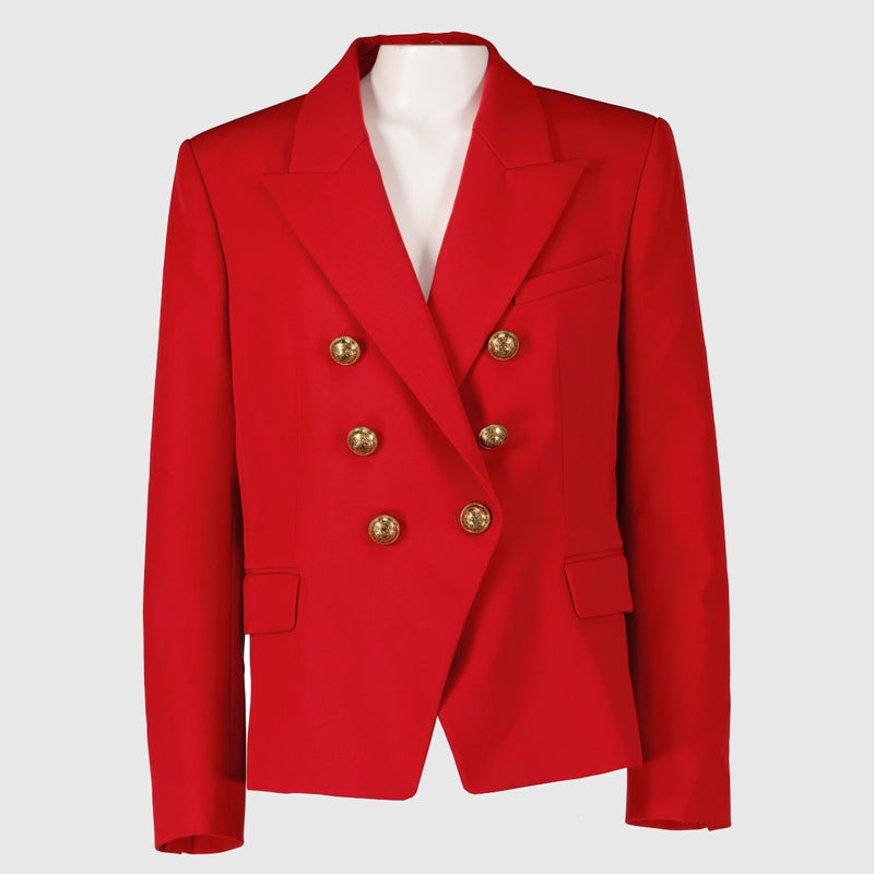 Balmain Red Wool 6 Button Jacket - Size FR44