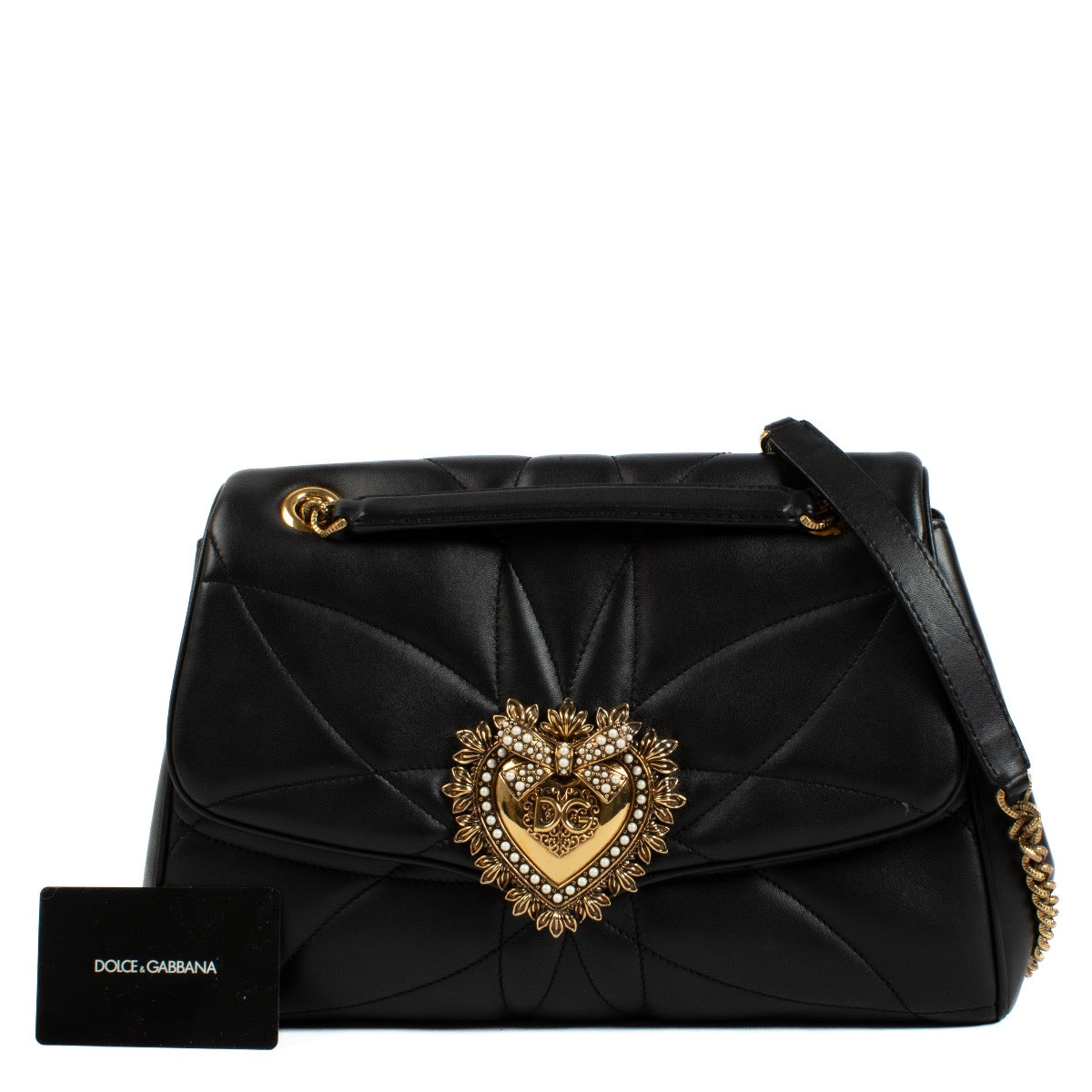 Buy authentic second hand Dolce & Gabbana Black Quilted Leather Large Devotion Bag at Labellov.com