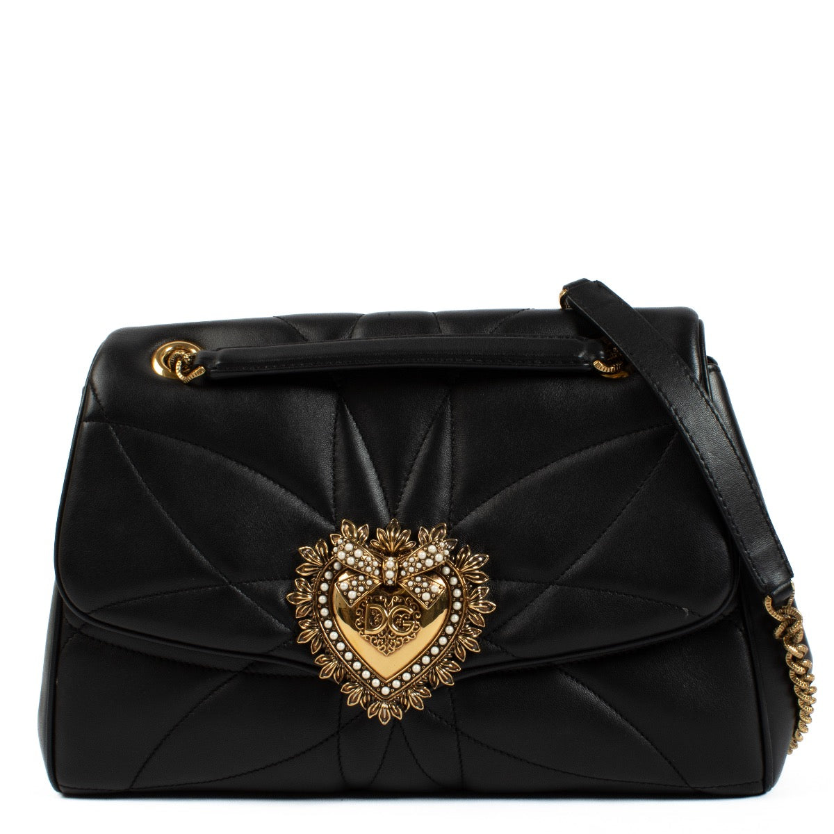 Buy authentic second hand Dolce & Gabbana Black Quilted Leather Large Devotion Bag at Labellov.com