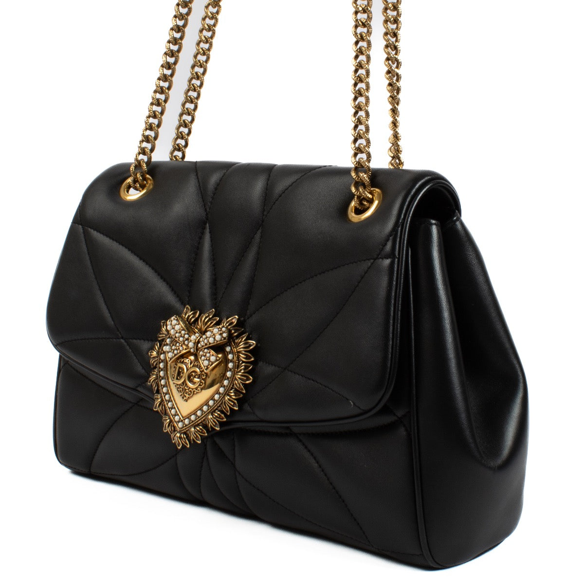 Buy authentic second hand Dolce & Gabbana Black Quilted Leather Large Devotion Bag at Labellov.com