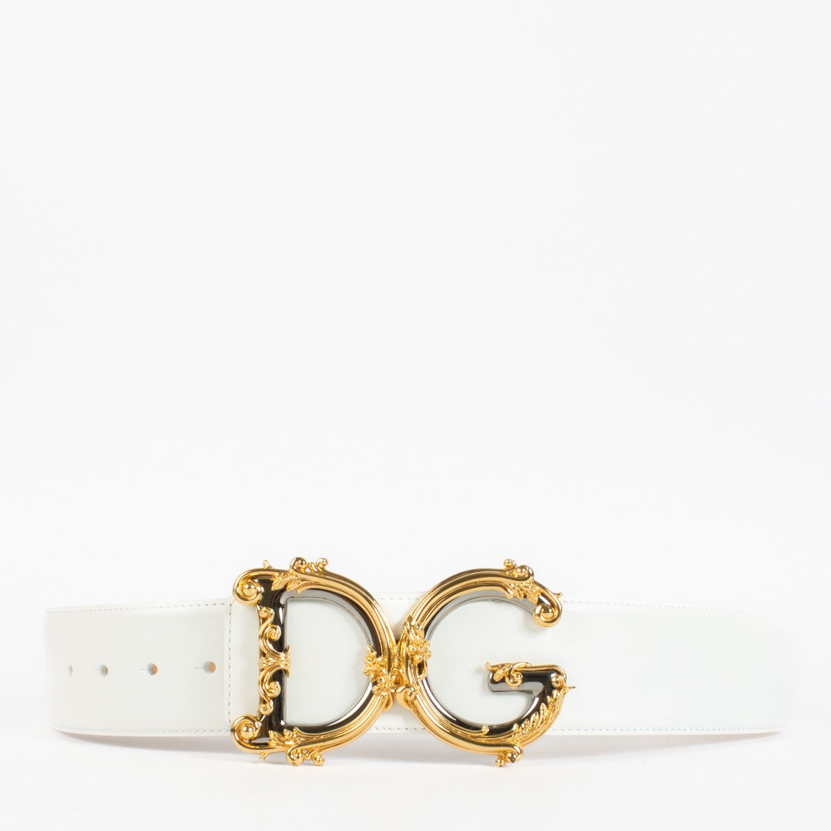 Authentic second hand Dolce & Gabbana Leather Belt Baroque DG logo - Size 106 on labellov .com