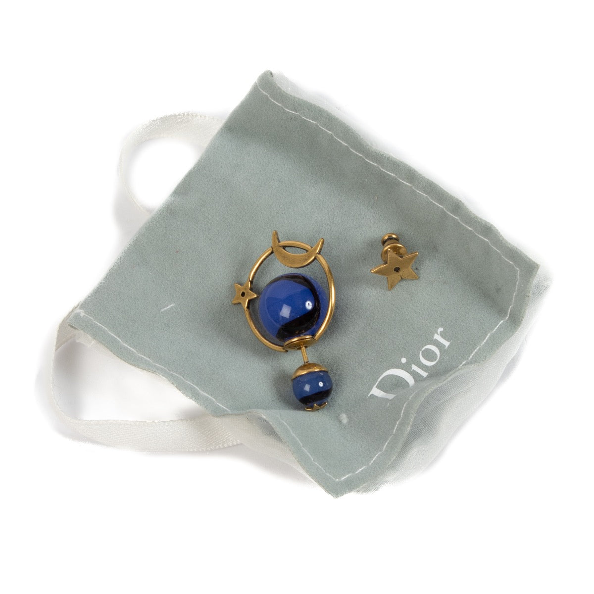 Authentic second hand Christian Dior Blue Tribales Asymmetric Earrings on Labellov.com