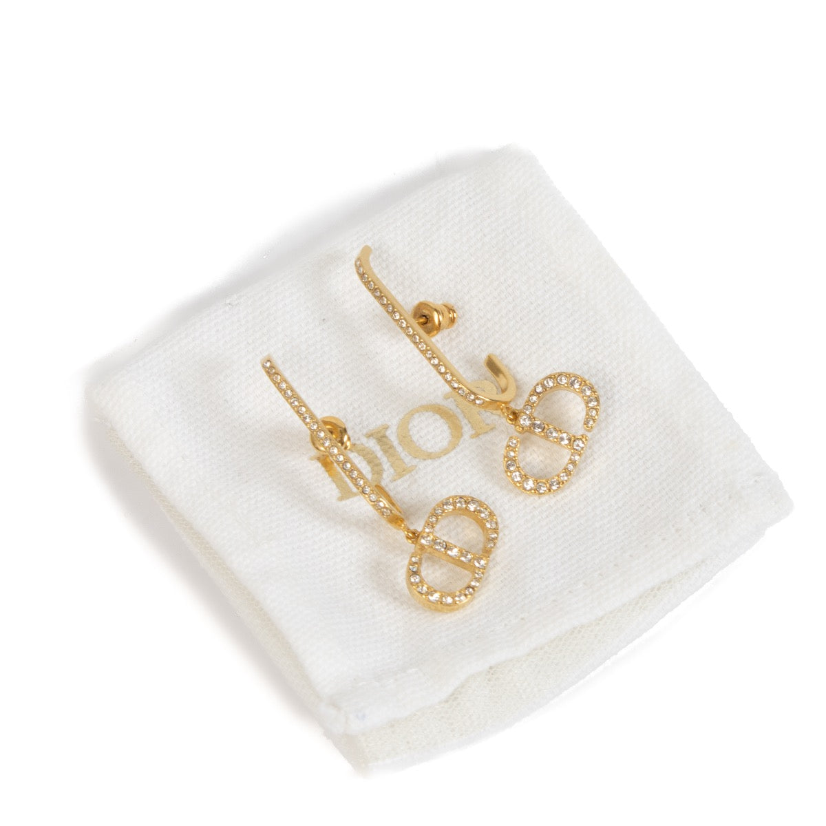 Authentic second hand Christian Dior Gold Crystal 30 Montaigne Earrings on Laballov.com