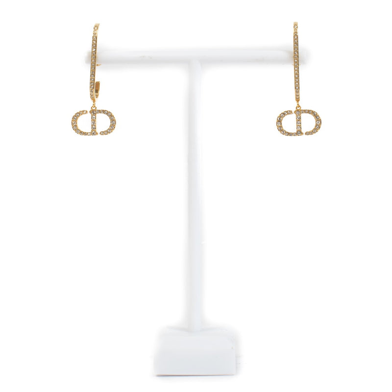 Authentic second hand Christian Dior Gold Crystal 30 Montaigne Earrings on Laballov.com
