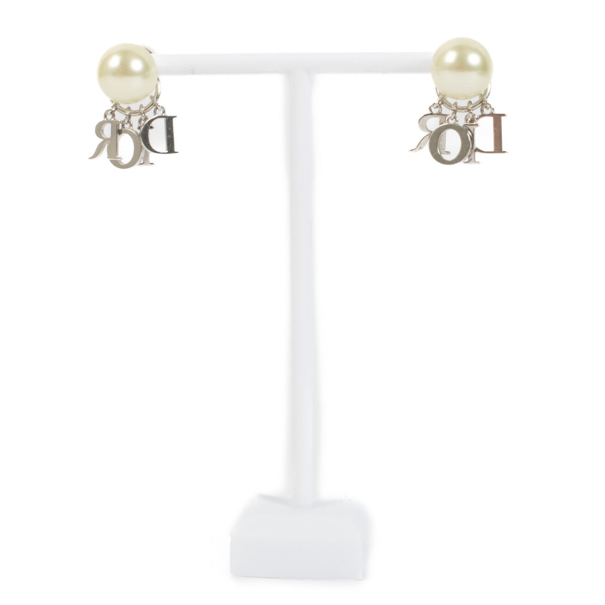 Authentic second hand Christian Dior Timbales Crystal Logo Earrings on Labellov.com