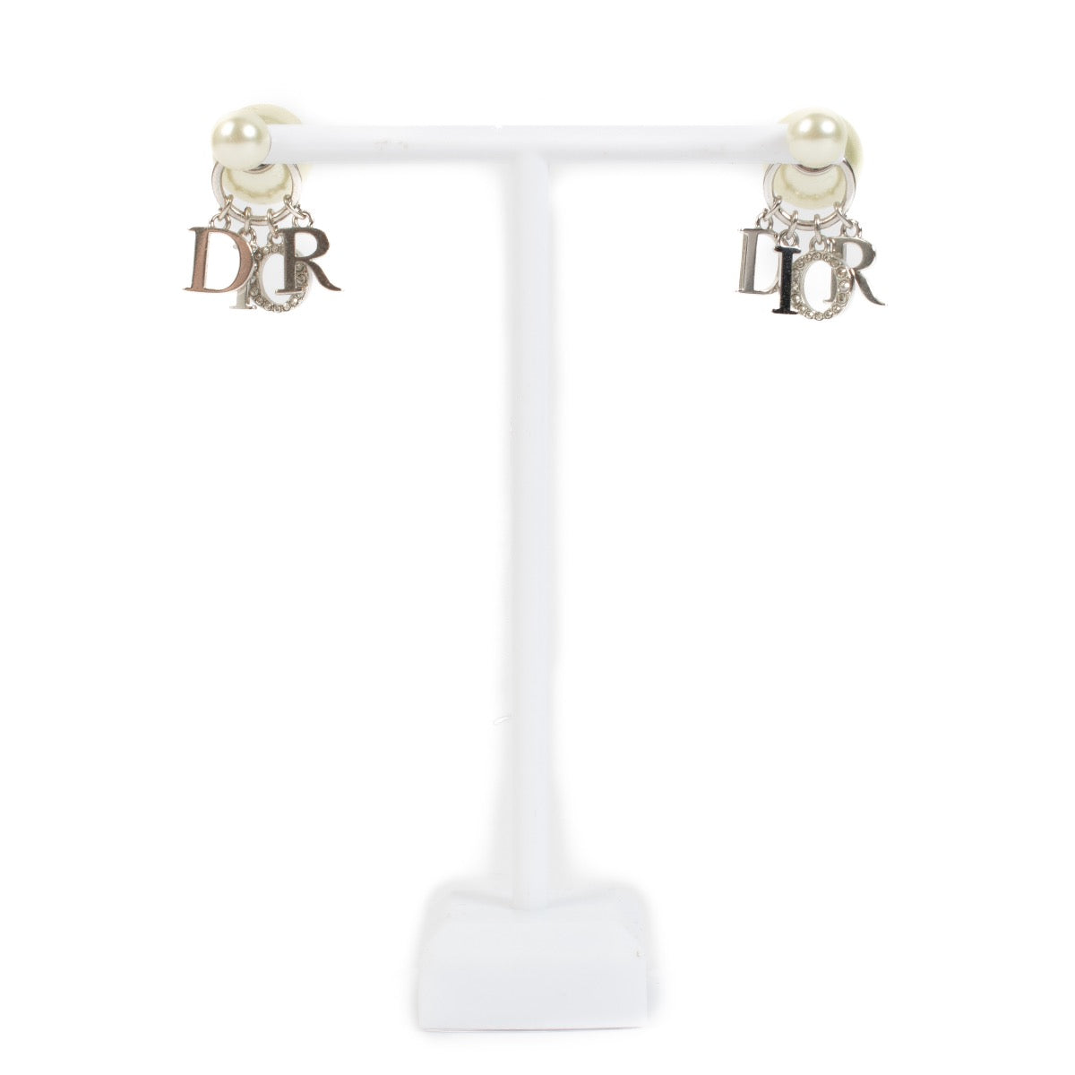 Authentic second hand Christian Dior Timbales Crystal Logo Earrings on Labellov.com