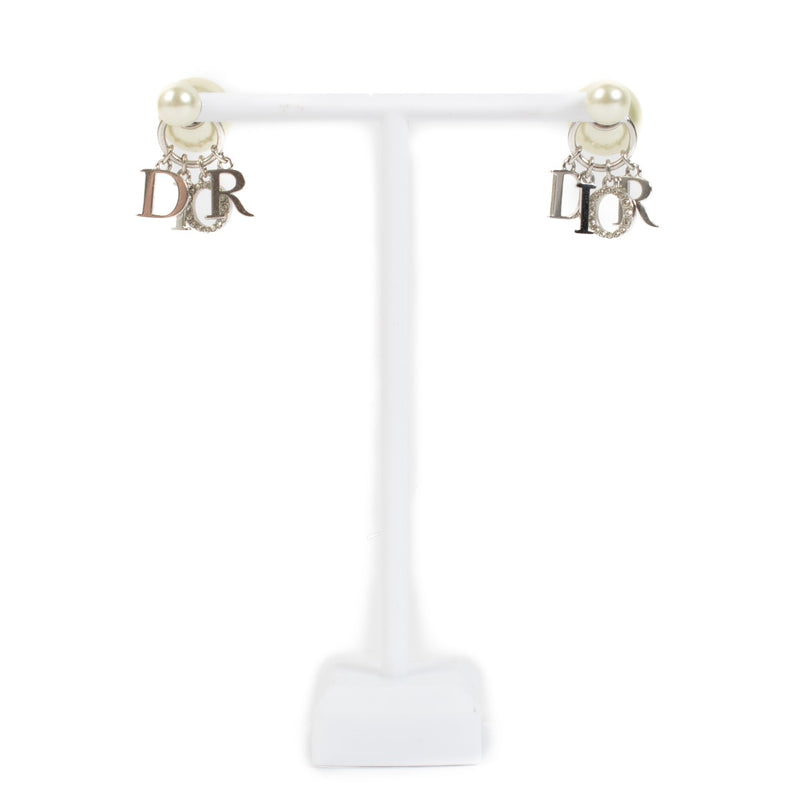 Authentic second hand Christian Dior Timbales Crystal Logo Earrings on Labellov.com