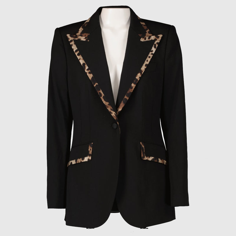 Authentic second-hand blazer Dolce & Gabbana Black Animal Print Blazer-Size IT 44 on labellov.com