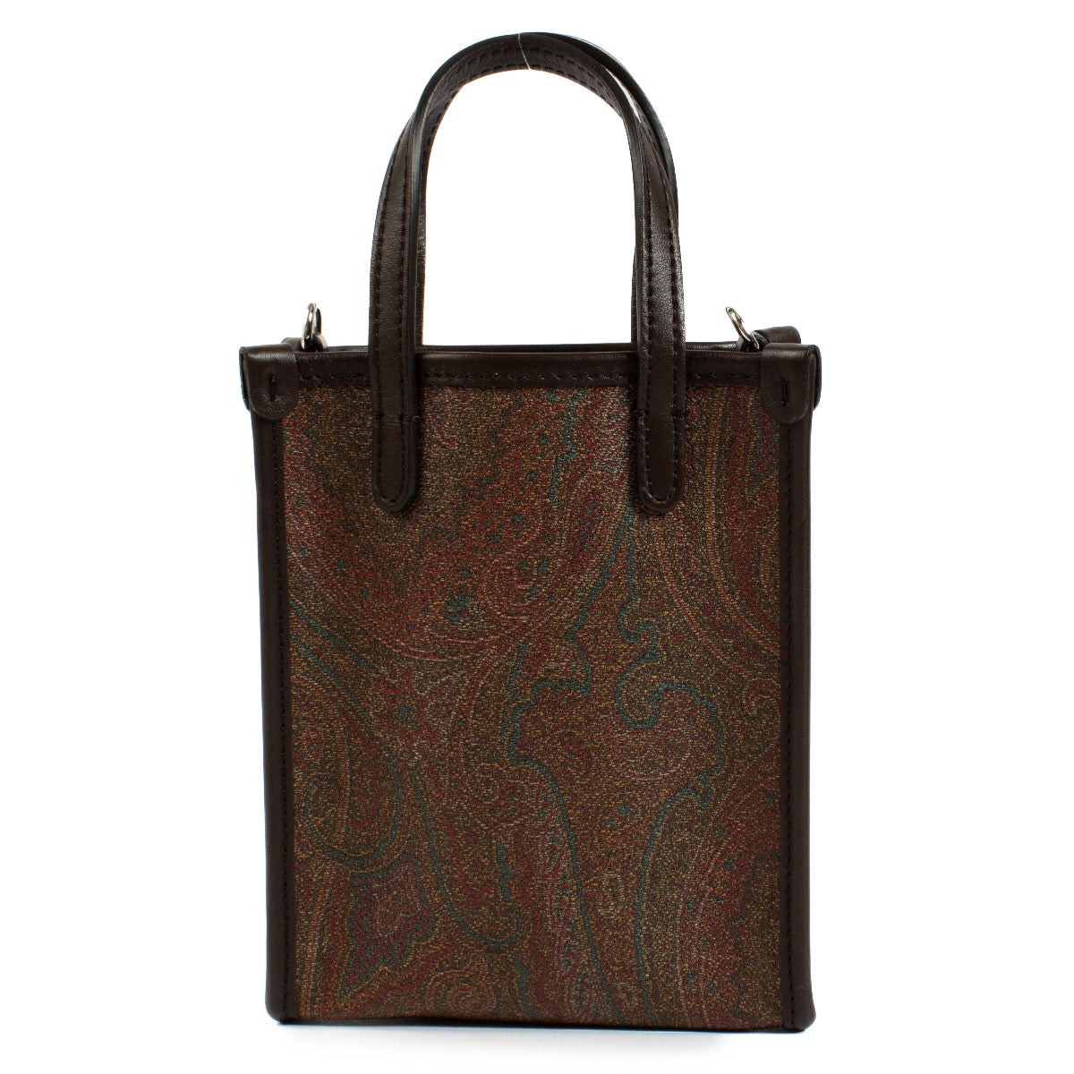 Etro Brown Paisley Stone Mini Crossbody bag with colorful studs and brown detailing, perfect for any occasion. Shop now on Labellov.com.