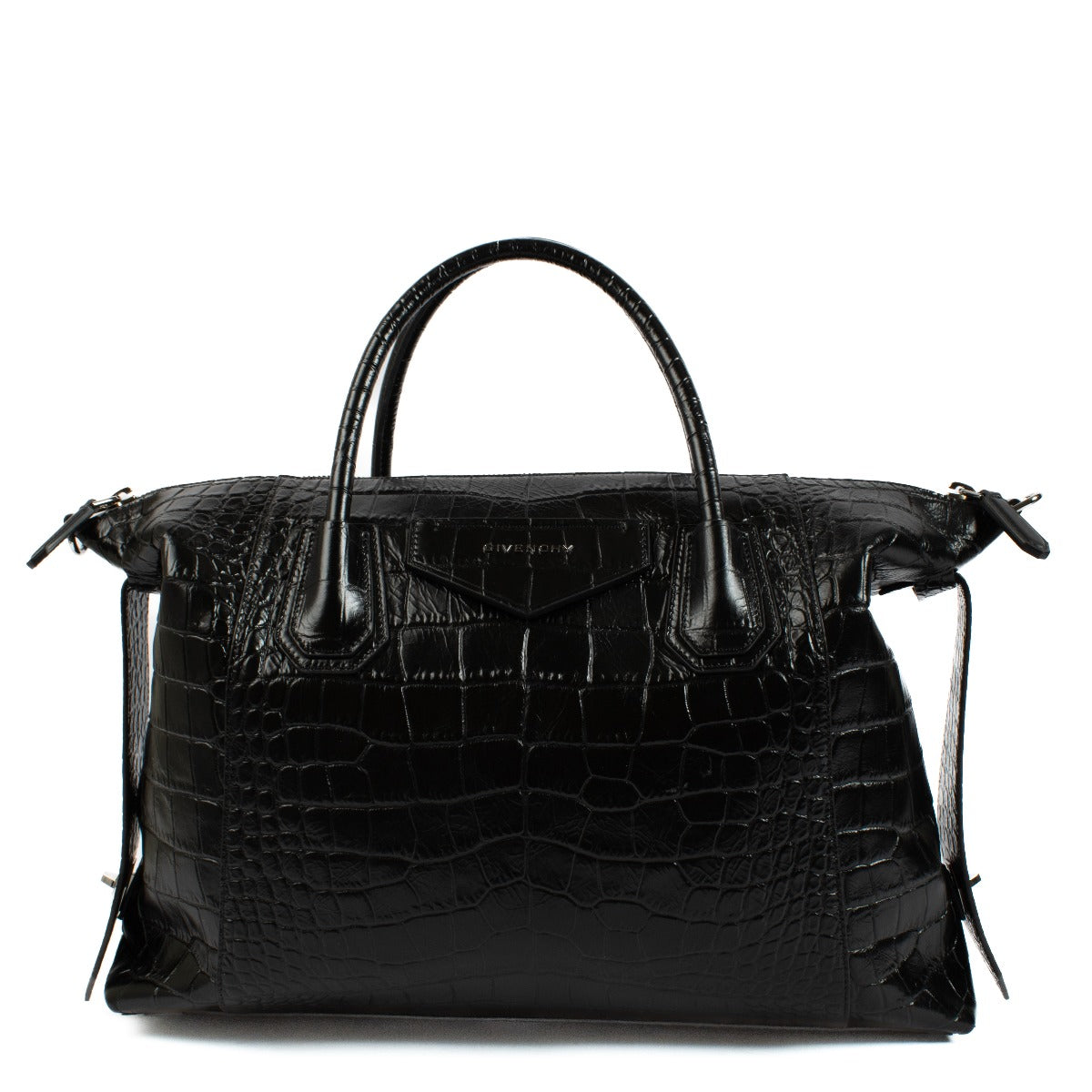 Givenchy Black Crocodile Embossed Medium Antigona Soft Bag