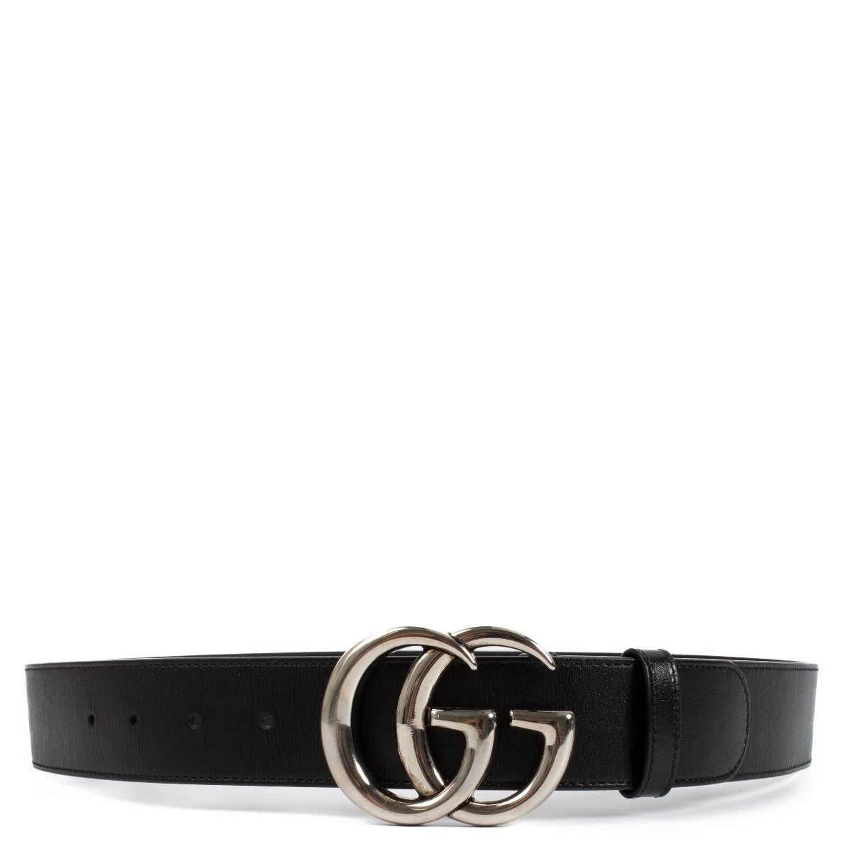The Gucci Black GG Marmont Belt in Size 95 features the iconic GG logo and silver hardware, offering a sleek, stylish accessory perfect for elevating any outfit. Shop now on Labellov.com.