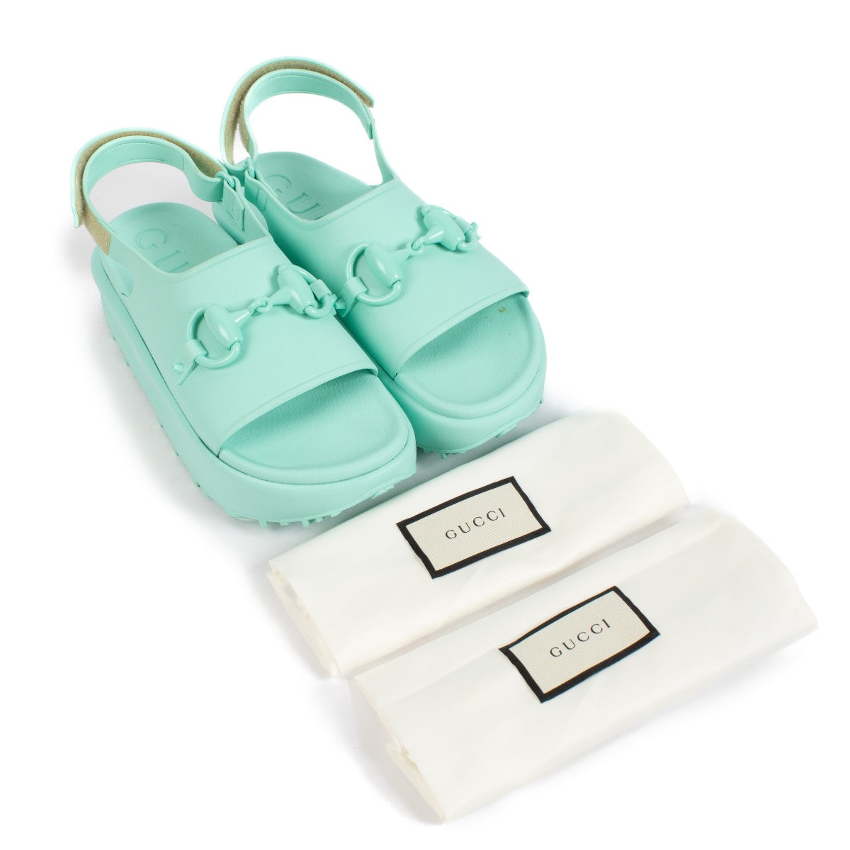 Shop 100% authentic Gucci blue Horsebit Rubber Sandals on Labellov.com