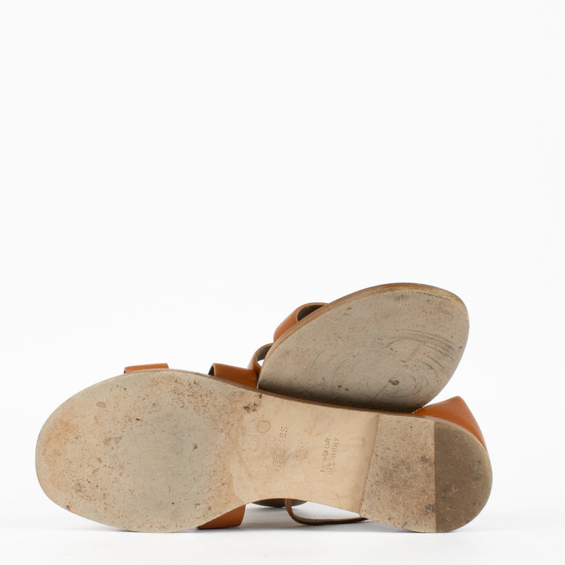 Authentic second Hermès Natural Santorini Sandals-Size 39 1/2 on labellov.com