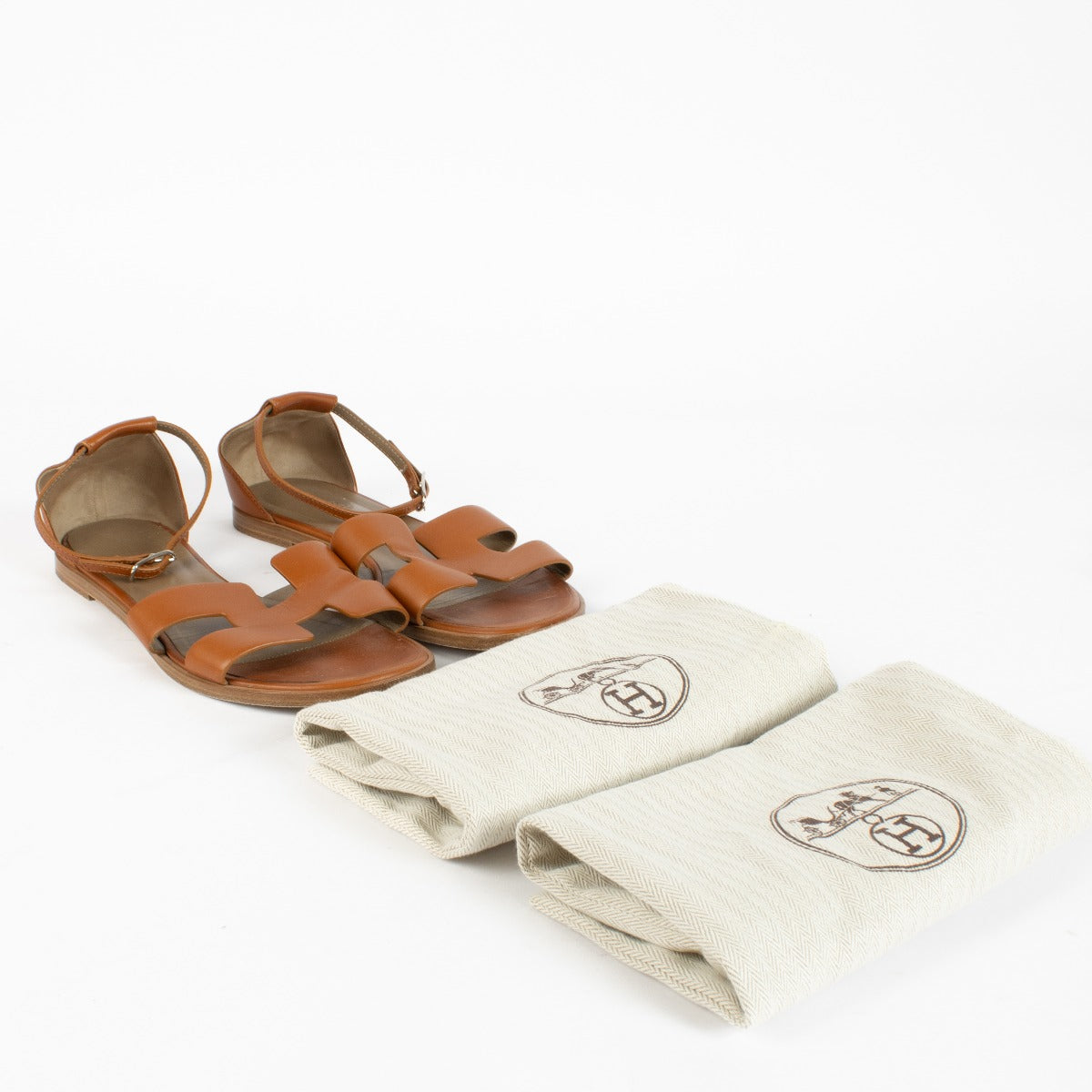 Authentic second Hermès Natural Santorini Sandals-Size 39 1/2 on labellov.com