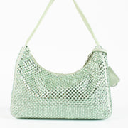Authentic second hand Prada Green Crystal Satin Top handle bag on labellov.com