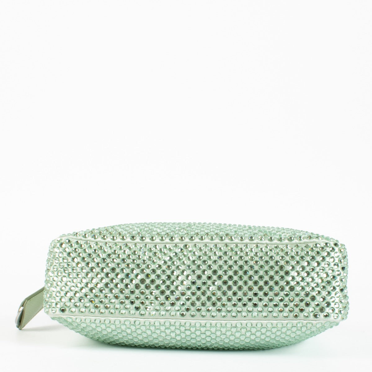 Authentic second hand Prada Green Crystal Satin Top handle bag on labellov.com