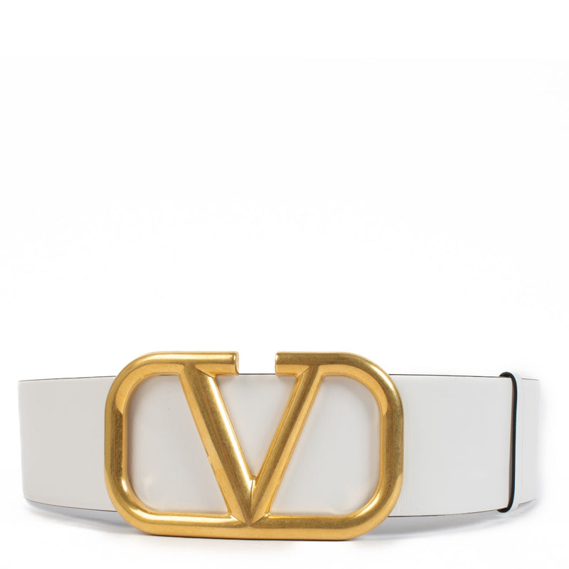 Buy authentic second hand Valentino Garavani White Vlogo Signature Wide Belt - Size 90 at Labellov.com