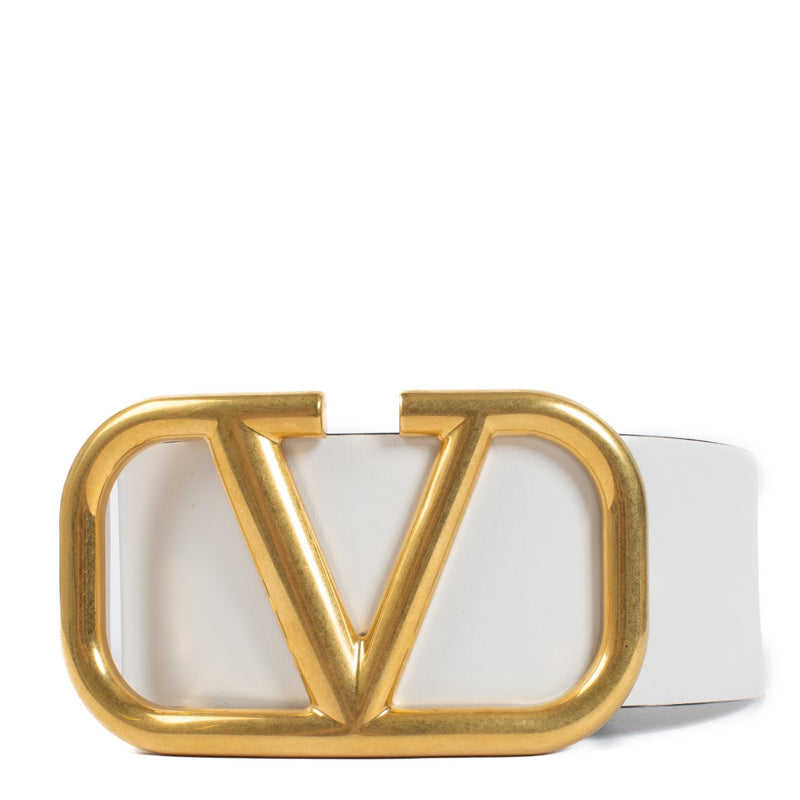 Buy authentic second hand Valentino Garavani White Vlogo Signature Wide Belt - Size 90 at Labellov.com