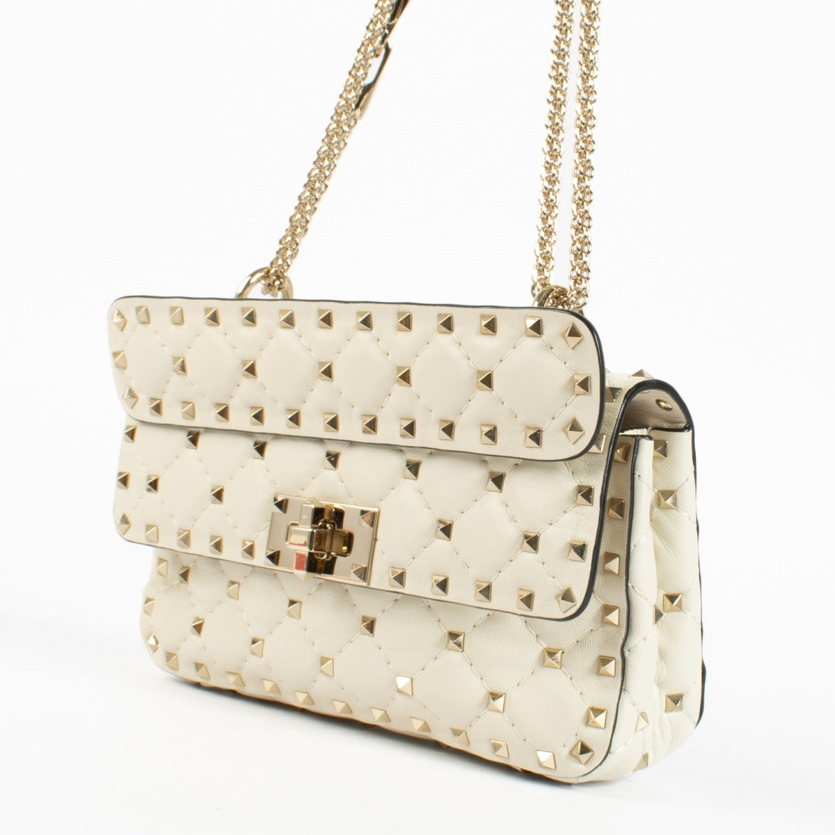 Authentic second hand Valentino Garavani Light Ivory Small Rockstud Spike Bagg on labellov.com