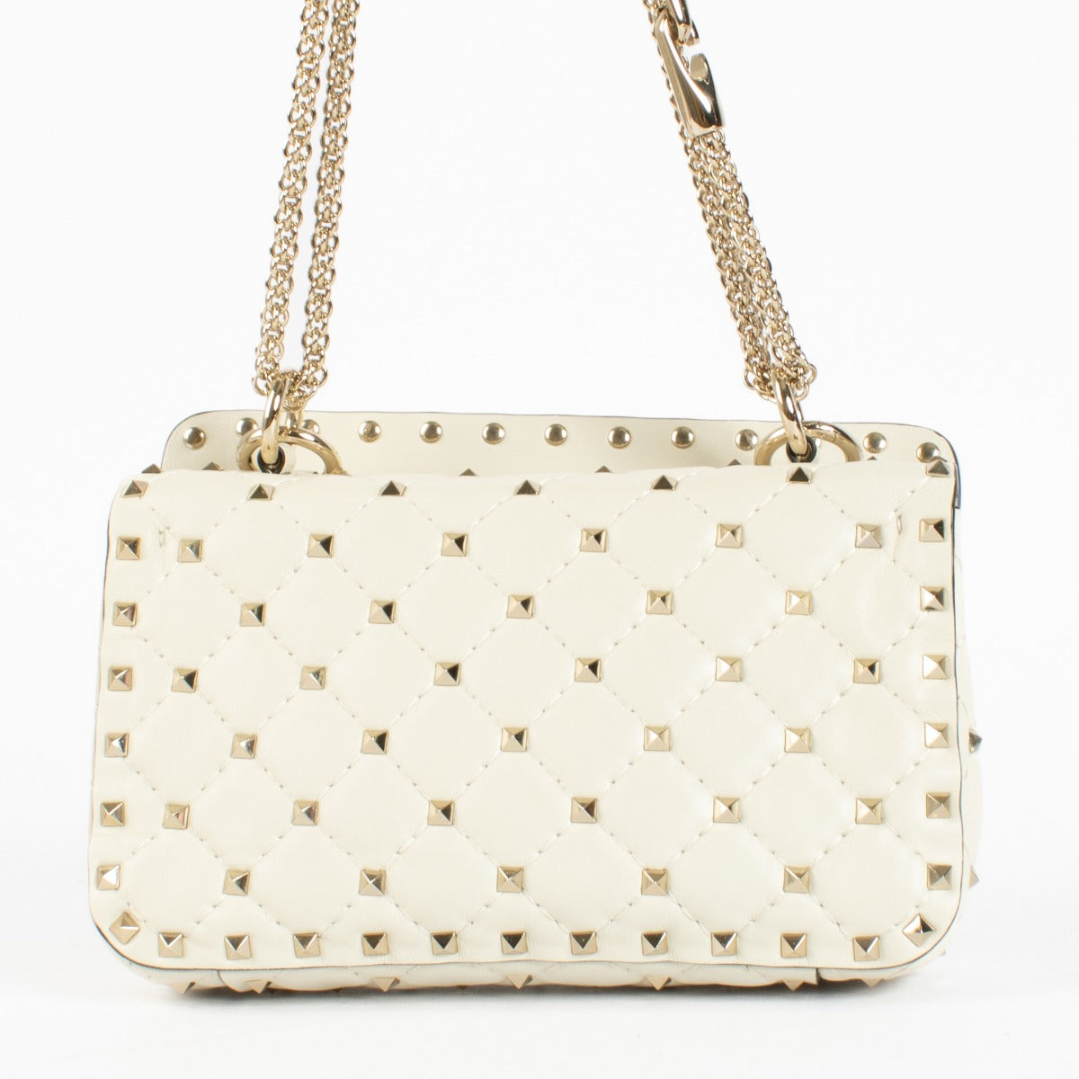 Authentic second hand Valentino Garavani Light Ivory Small Rockstud Spike Bagg on labellov.com