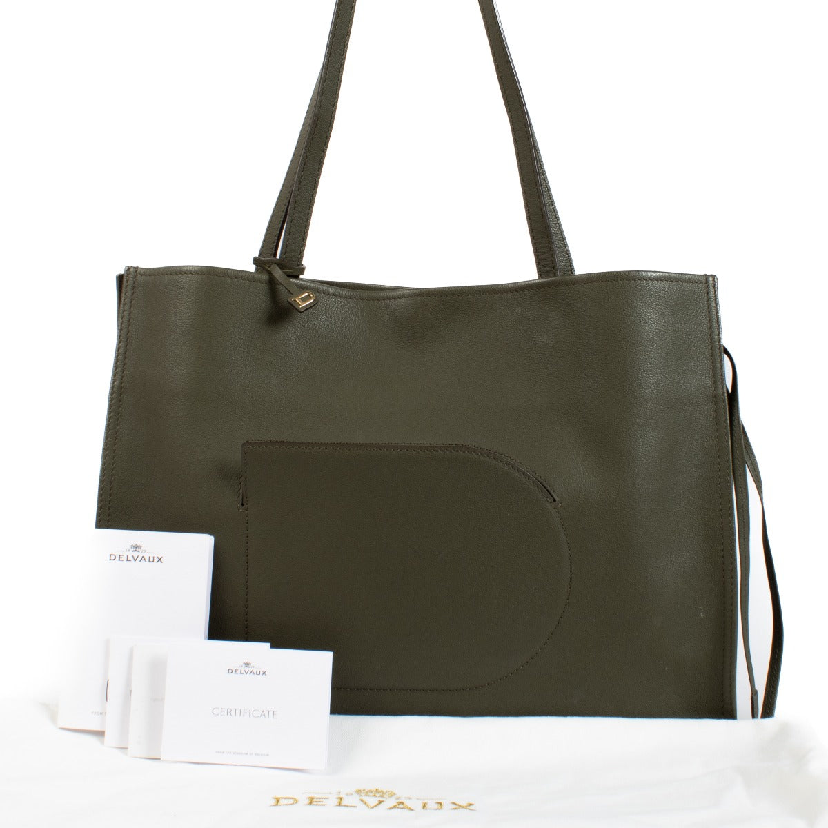 Delvaux Kaki Rodeo Calf D Tote Bag