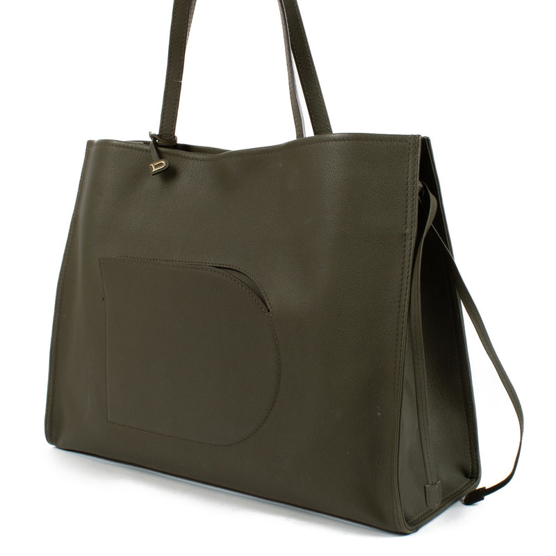 Delvaux Kaki Rodeo Calf D Tote Bag