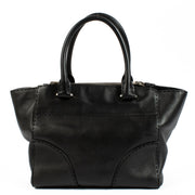 Prada Black City Calf Handbag in luxurious black calf leather, featuring a minimalist design, top handles, adjustable shoulder strap, and spacious interior. Shop now on Labellov.com.