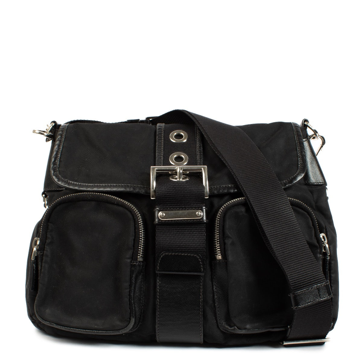 Authentic second hand Prada Black Nylon Messenger Bag on Labellov.com