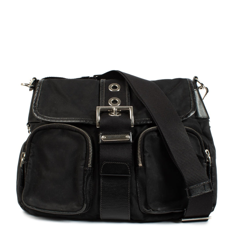 Authentic second hand Prada Black Nylon Messenger Bag on Labellov.com