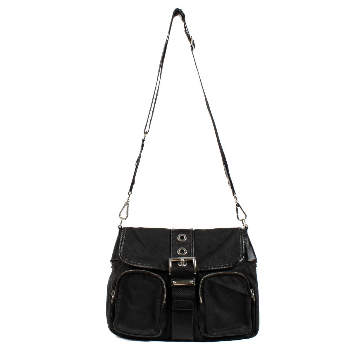 Authentic second hand Prada Black Nylon Messenger Bag on Labellov.com
